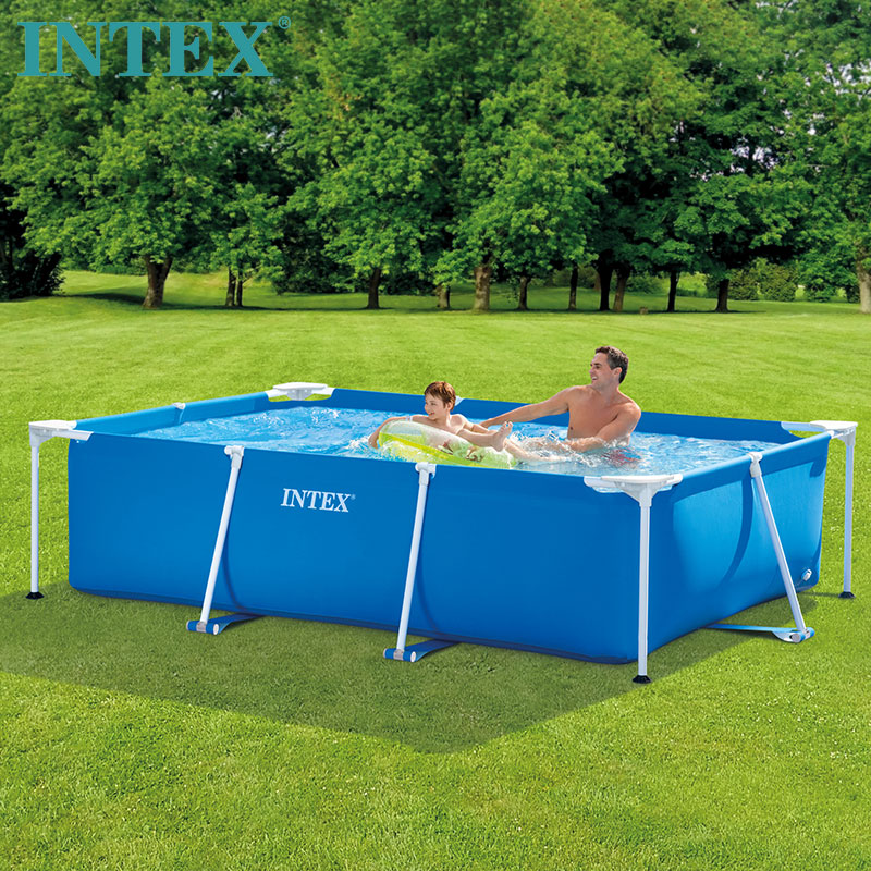 INTEX 2.6米管架水池免充气家庭方形游泳池户外花园养鱼水池28271