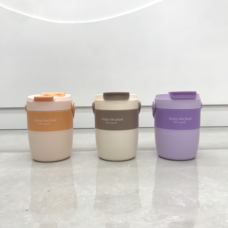 带提手便携餐杯 自带勺密封保鲜杯食品级外带早餐粥杯 详情4