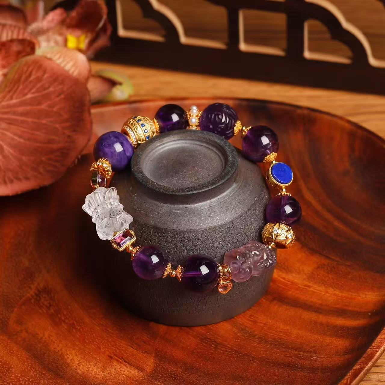 多宝手链天然紫龙晶天然紫水晶手串手链明星同款详情图4