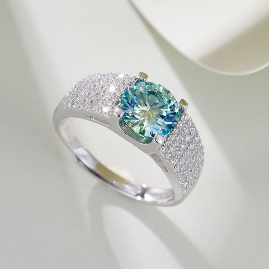 Zhuoheng Jewelry Moissanite S925 Silver Premium Luxury and Elegant Blue Adjustable Fashion ring
