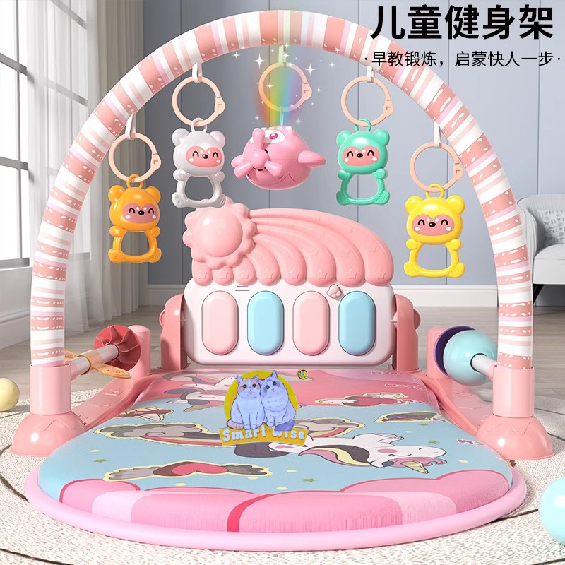 婴儿健身架音乐脚踏琴玩具0-36个月新生儿宝宝钢琴游戏垫跨境热销