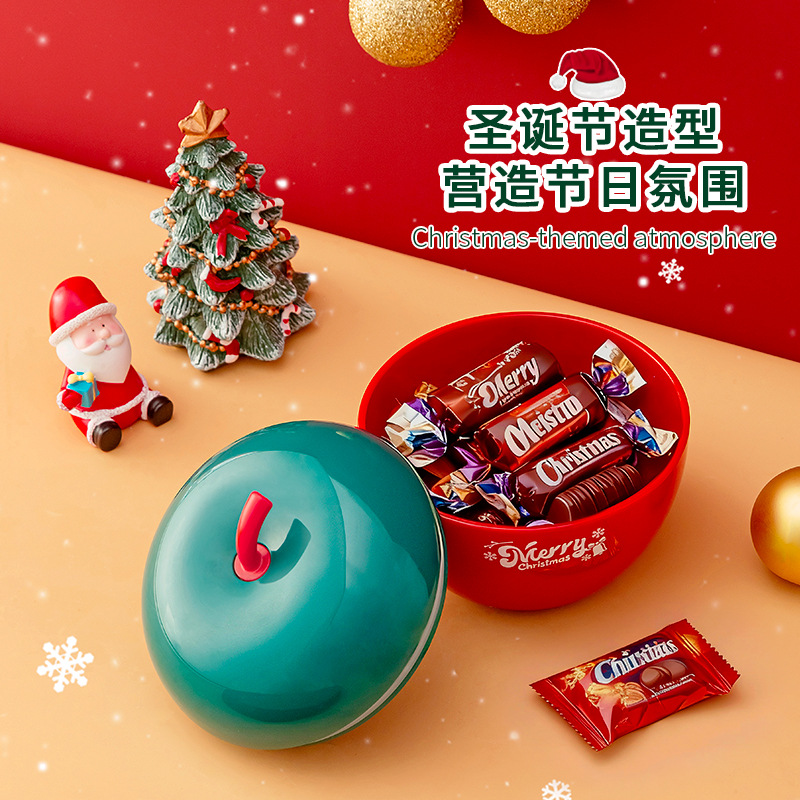 X124-XJ-8554 Christmas Candy Box, Apple-shaped Candy Box, Christmas Gift, Plastic Candy Jar, Christmas creation details Picture