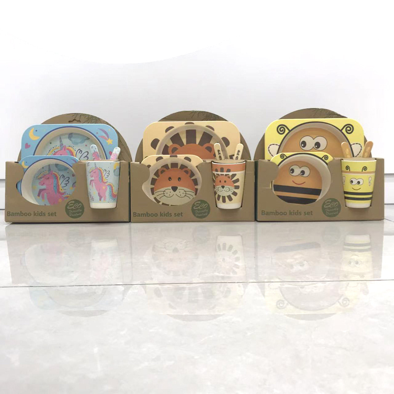 萌化了!儿童竹纤维餐具套装 宇航员/长颈鹿/奶牛卡通款 餐盘水杯宝宝吃饭神器详情3
