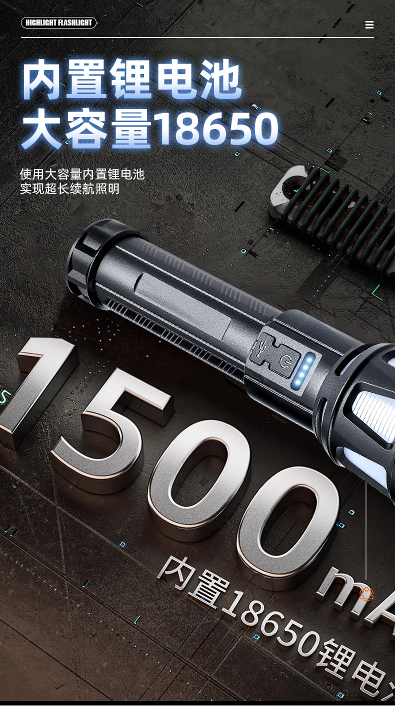 Электрические индикаторы A80, A80-1 показывают, что USB заряжает фонарик, яркий свет которого позволяет ему держаться за фонарик на открытом воздухе pic 12