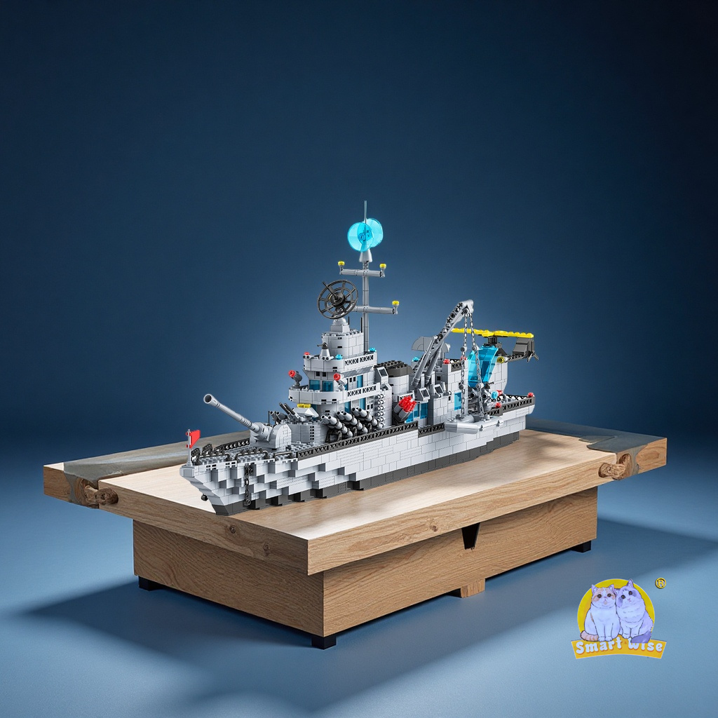 Wholesale Lego-compatible military aircraft carrier destroyer small particle assembly educational toy children's model gift box Item Picture