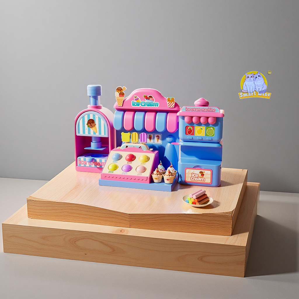 Children's colored clay ice cream shop, DIY ice cream house, pretend play, hamburger shop, educational handmade clay toy set, gift, fun educational toys