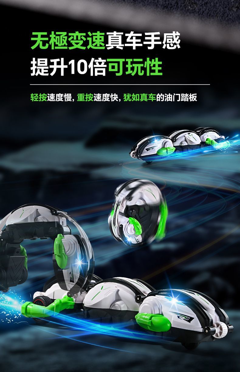 Dragon armor Rolling and transforming remote control car, cool lights, durable drifting, children's and boys' toy stunt car. I wish toys wholesale, foreign trade export detail image 7