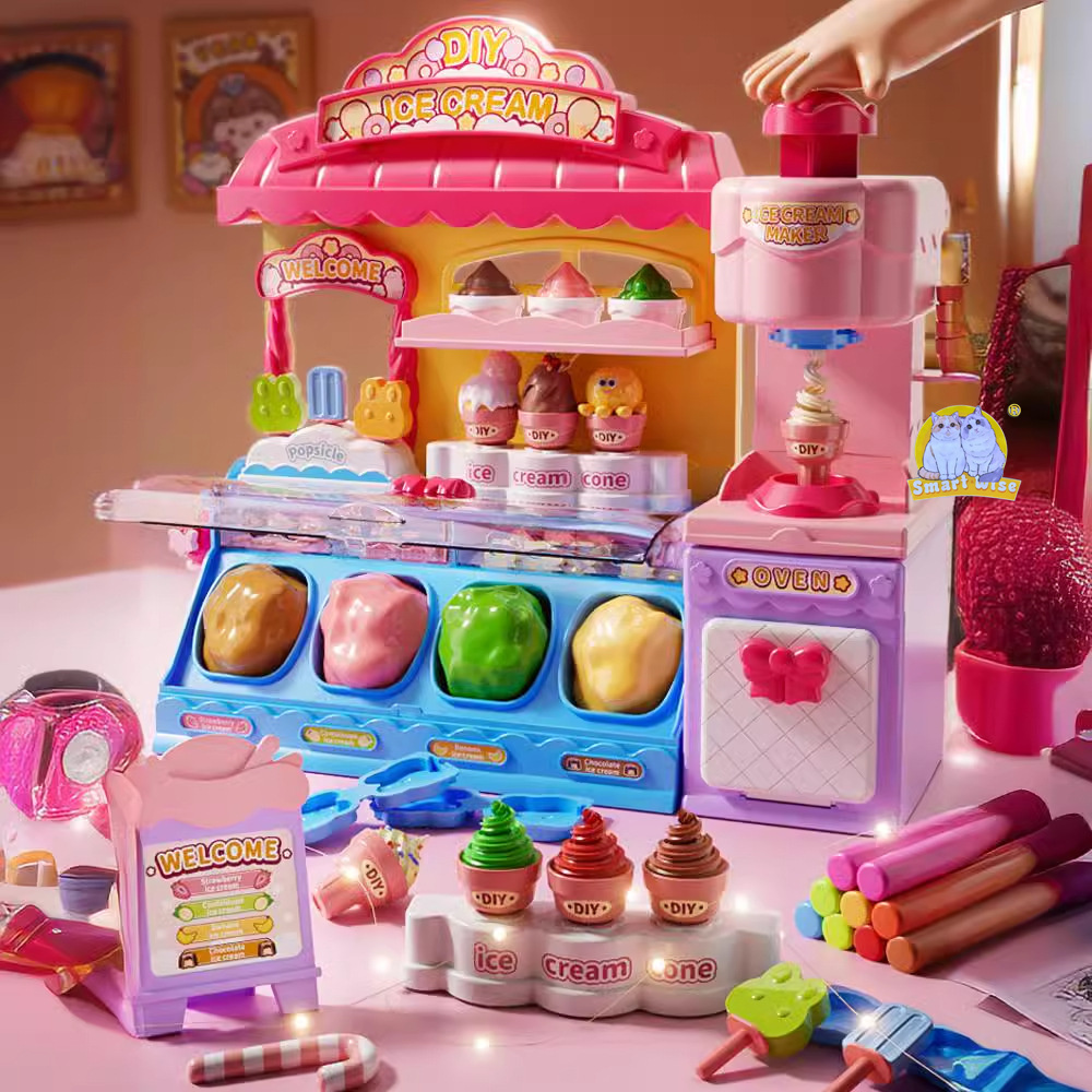 儿童过家家女孩玩具冰淇淋机网红DIY彩泥汉堡超轻粘土橡皮泥模具