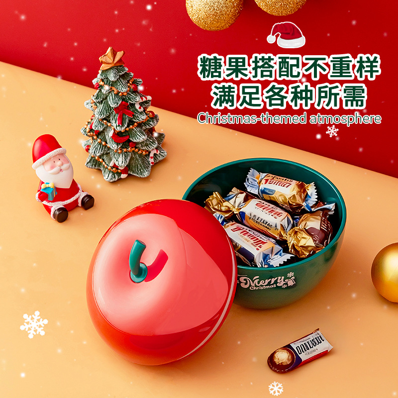 X124-XJ-8554 Christmas Candy Box, Apple-shaped Candy Box, Christmas Gift, Plastic Candy Jar, Christmas creation Specification image