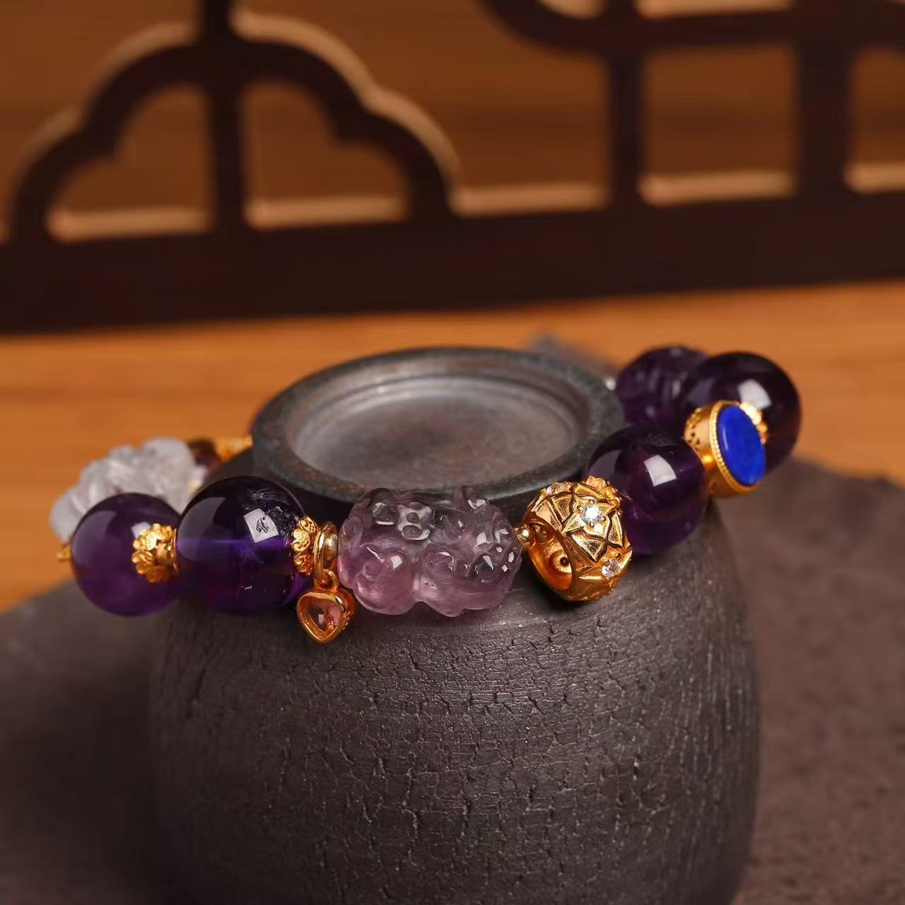 多宝手链天然紫龙晶天然紫水晶手串手链明星同款详情图2