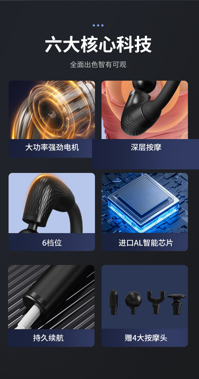 The multi-functional muscle massager of the fascia gun is a perfect tool for relaxing the cervical and lumbar vertebrae and massaging. It is a handheld electric cervical fascia gun with a curved head and long handle pic 2