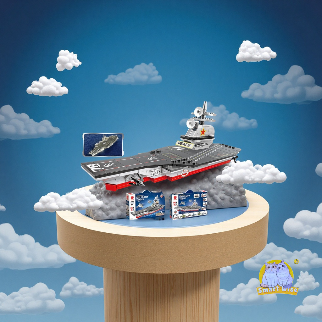 Wholesale Lego-compatible military aircraft carrier destroyer small particle assembly educational toy children's model gift box Specification image