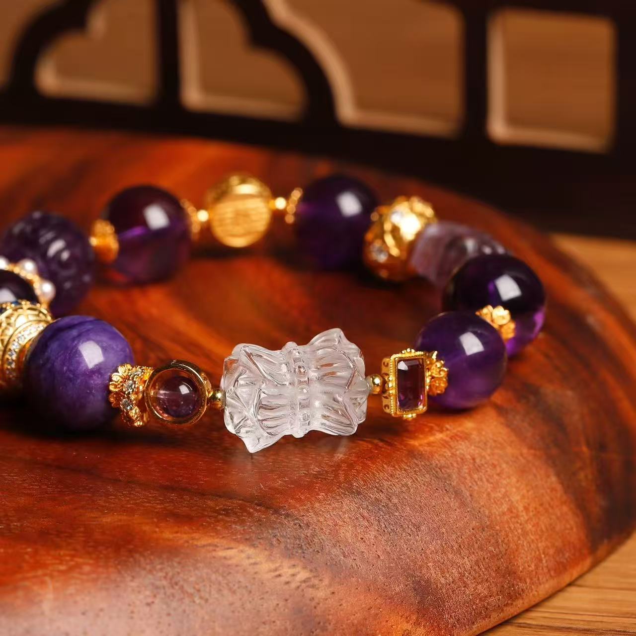 多宝手链天然紫龙晶天然紫水晶手串手链明星同款产品图