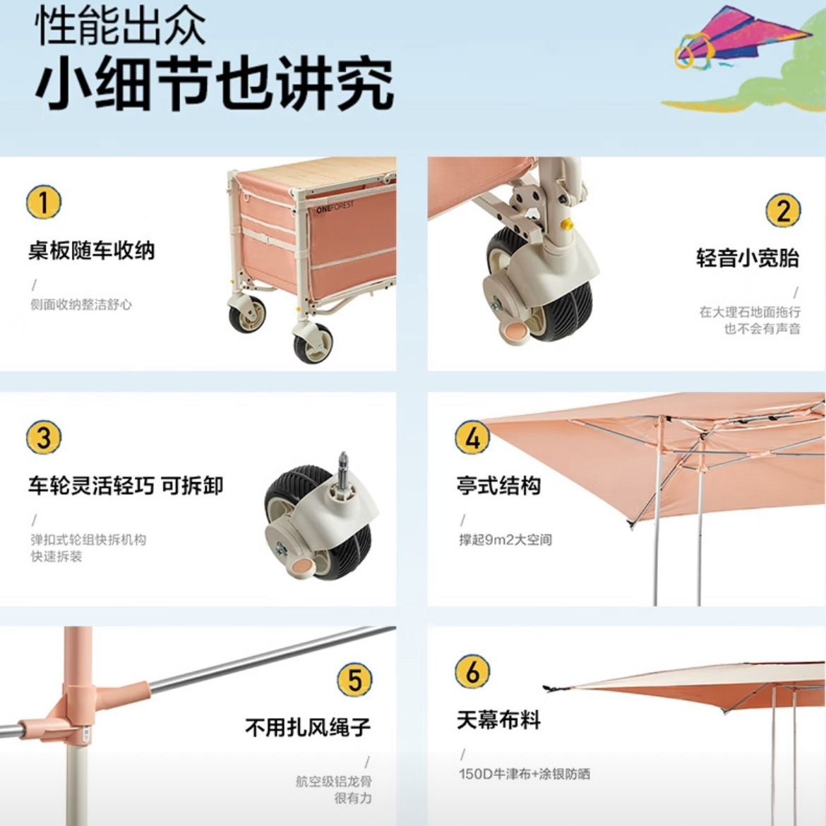 Mountain camping supplies, folding tables and chairs, outdoor camping tables and chairs, portable and lightweight camping folding chairs, camping equipment, leisure chairs, outdoor camping carts, folding tables and chairs, outdoor tents, canopies, multi-in-one outdoor trolleys, Out detail image 3