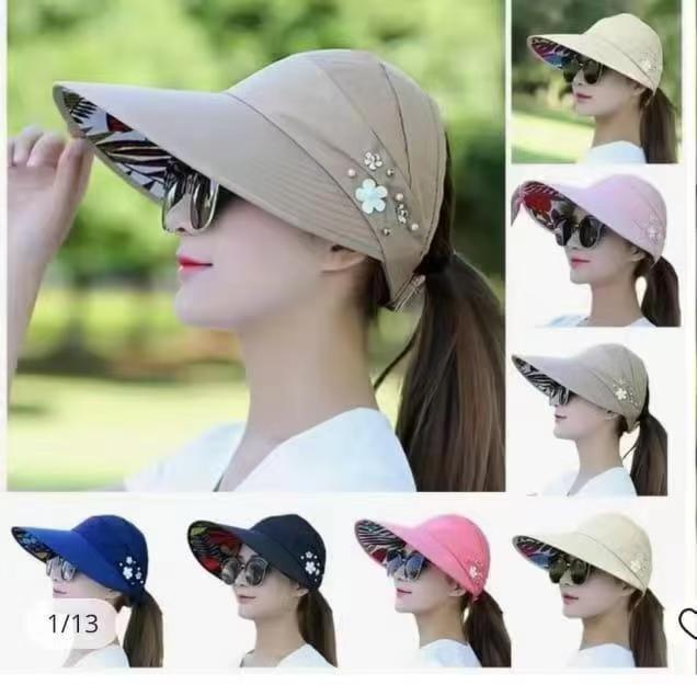 Sombrero grande anti-uv cola de caballo descubierta empty top sombrero de moda casual sombrero de pato