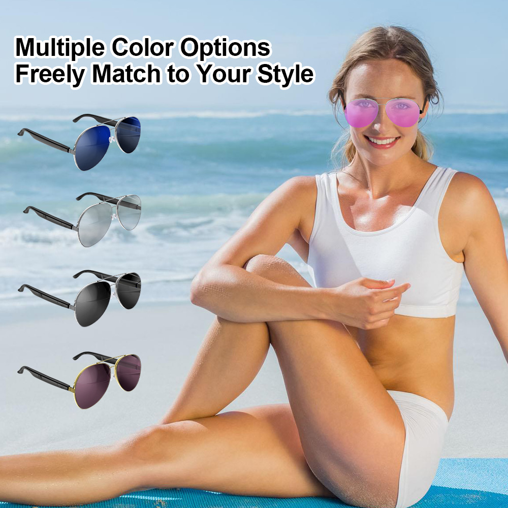 Pilot's version of smart glasses with color-changing Bluetooth connection for listening to music and answering calls Item Picture