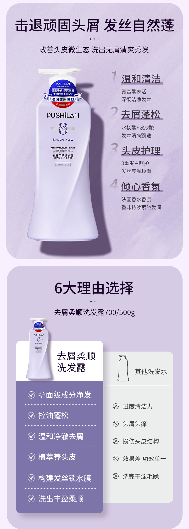 朴诗兰水润去头皮屑去油止痒 健康舒养护头皮 定制香氛洗发露详情3