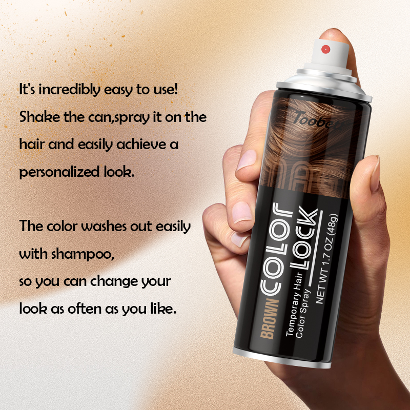 Spray de Color de cabello temporal Brown 48g OBM OEM ODM color de cabello temporal spray de color marrón personalizado details Picture