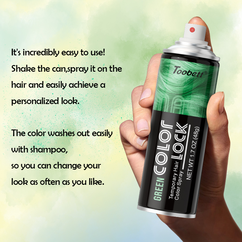 Temporary Hair Color Spray Green 48g OBM OEM ODM Customized Temporary Hair dyeing Spray Green Specification image