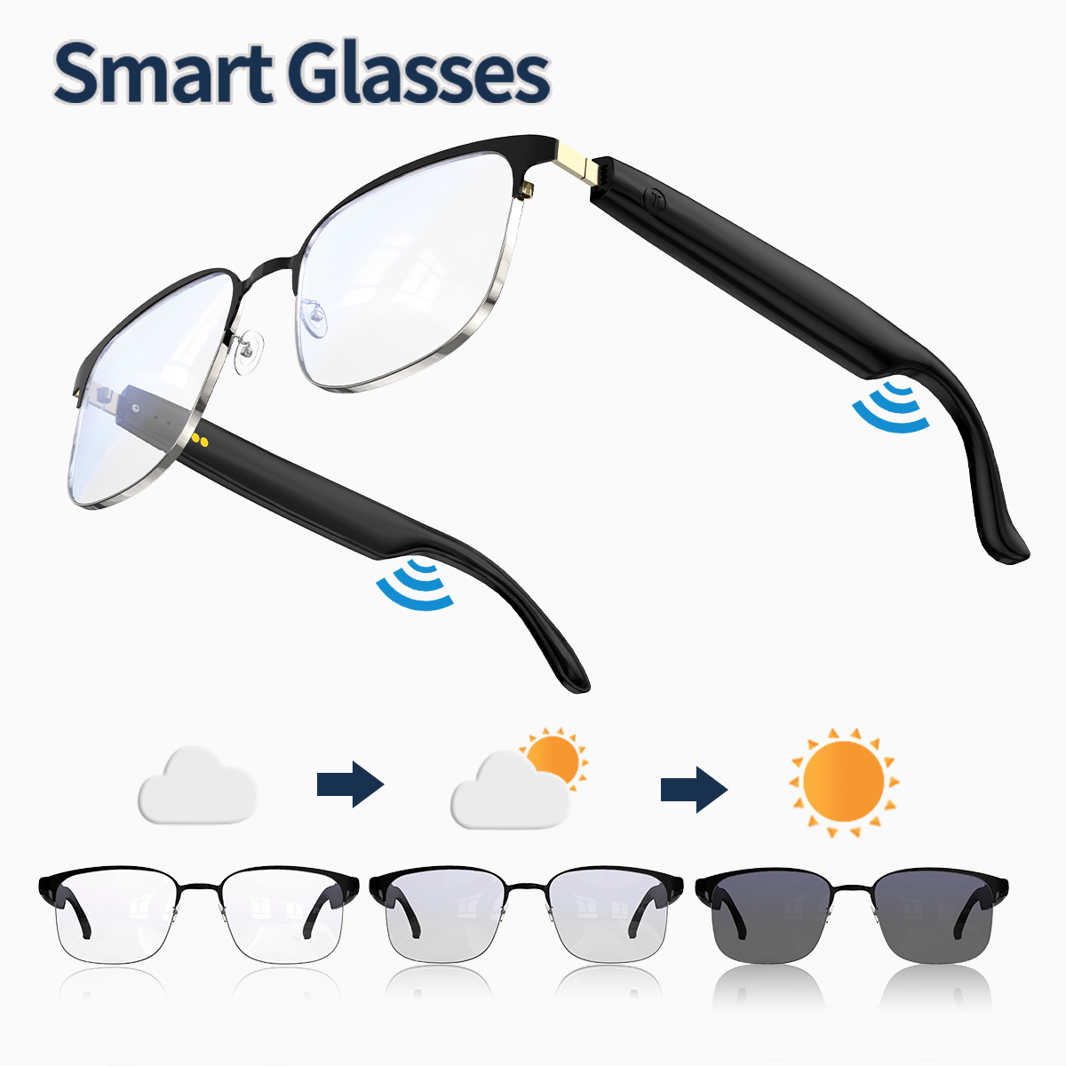 Bluetooth connection, music listening, phone answering, color-changing smart glasses for both men and women
