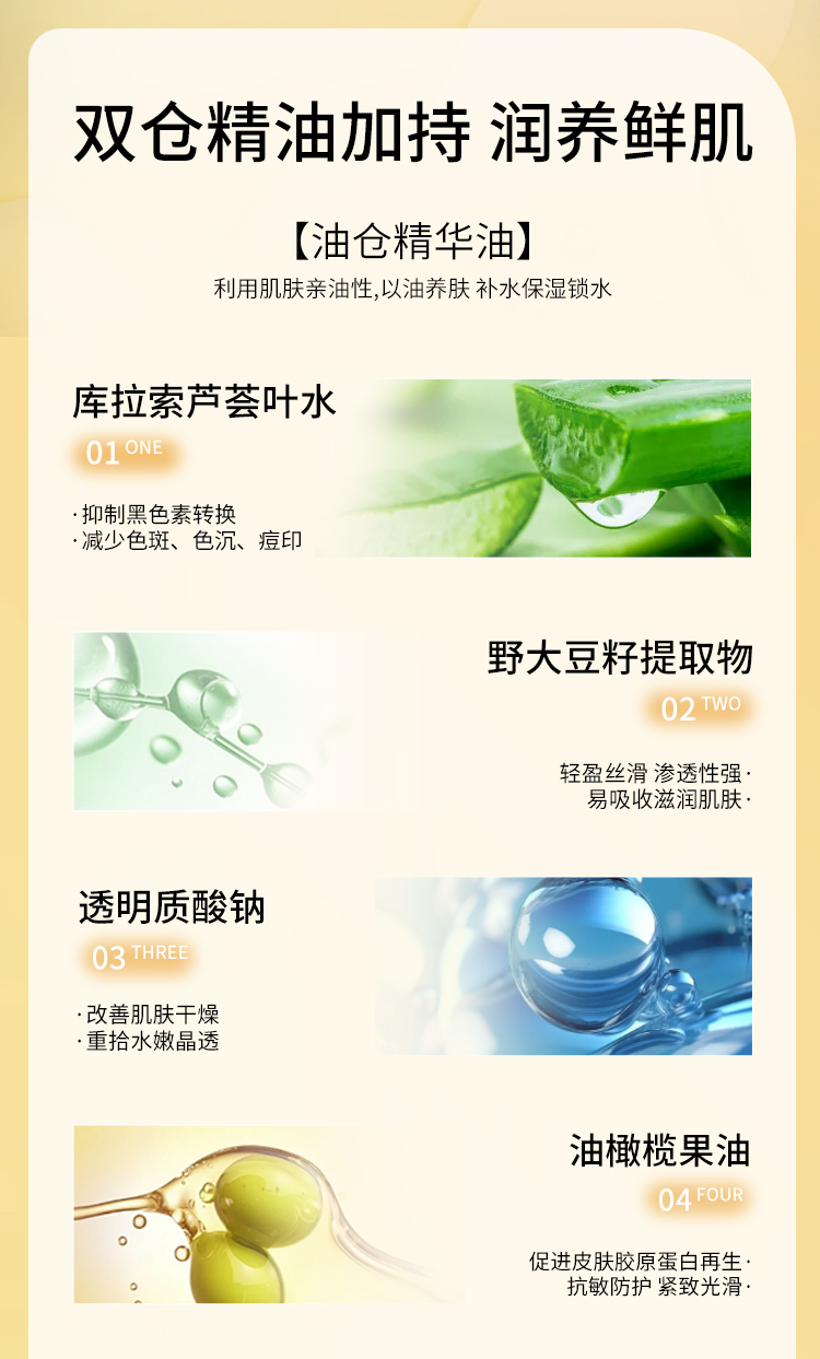 双仓舒缓保湿精华油面膜一盒多效 抗衰紧致居家SPA护理 动能支撑水油轻龄面膜详情4