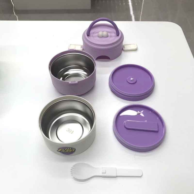 可折叠便携保温饭盒 带盖密封上班族学生便当盒 分隔保鲜餐盒详情5