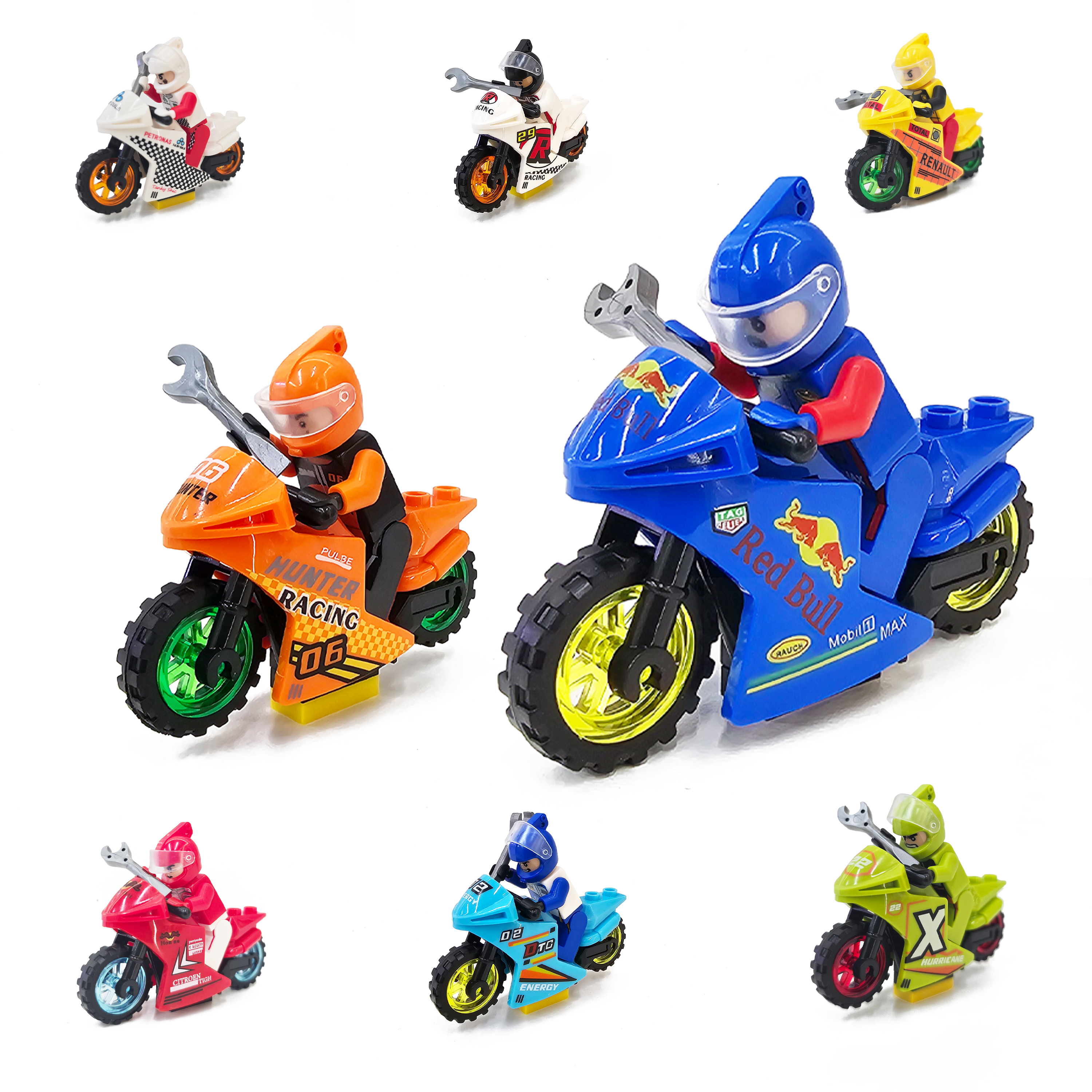 Knight Racing Rider Motorcycle MiniFigure building blocks compatible with Lego children's educational toys, factory export wholesale 2 yuan, 20 pieces, Minifigure Item Picture