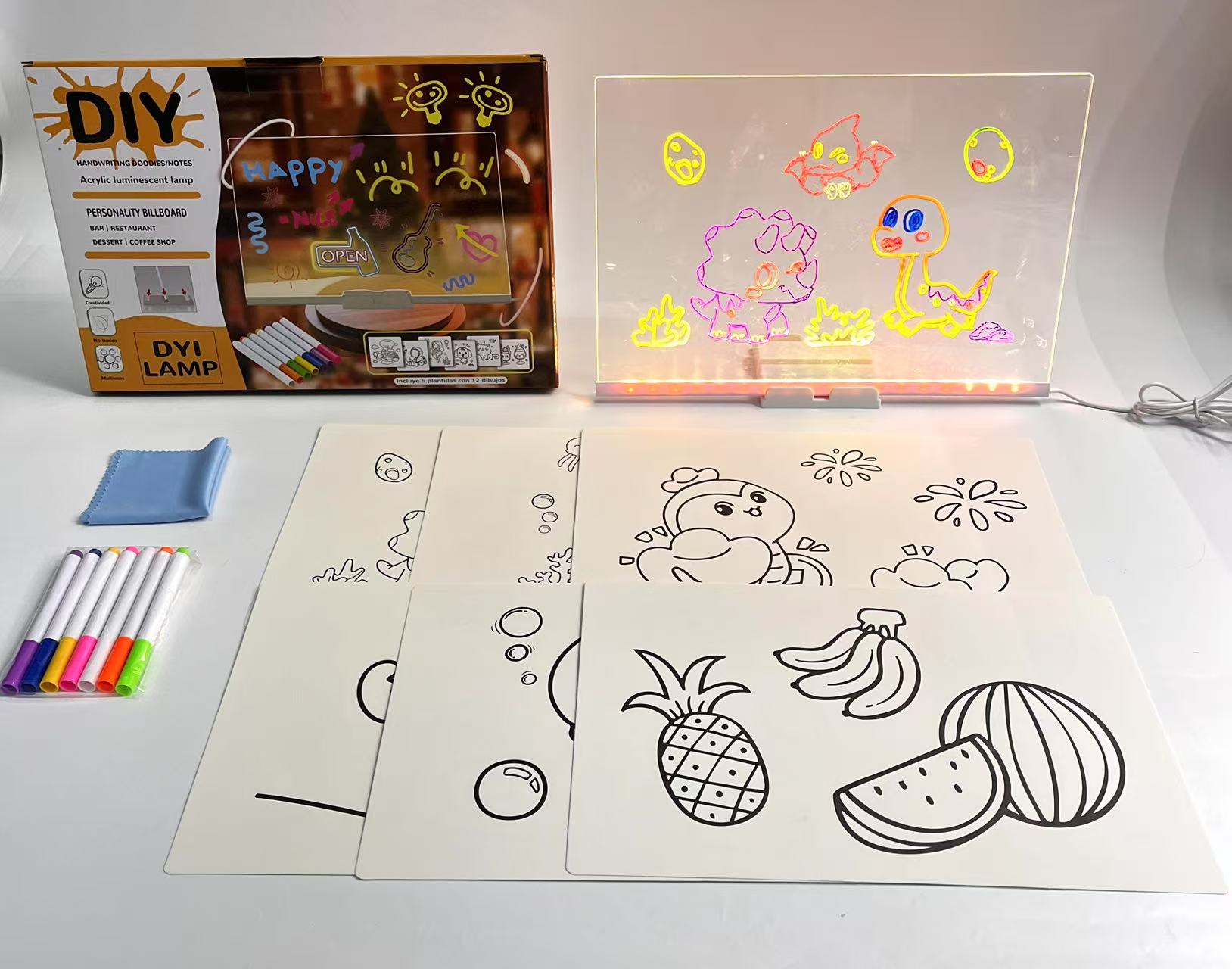 DIY3020儿童手写荧光画板创意小玩具百变玩具白底实物图