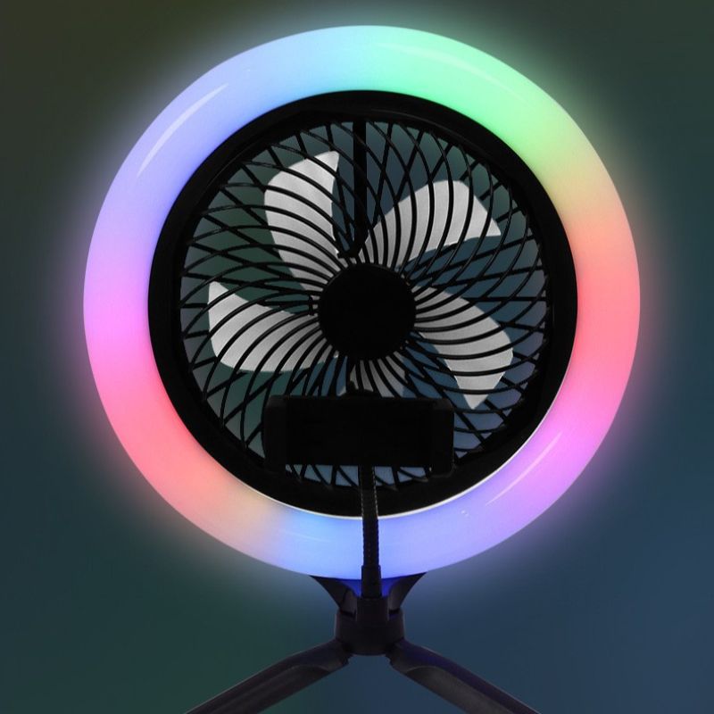 Live streaming fan fill light, colorful live streaming fan light, floor-standing fan light, soft light tripod fan light Specification drawing