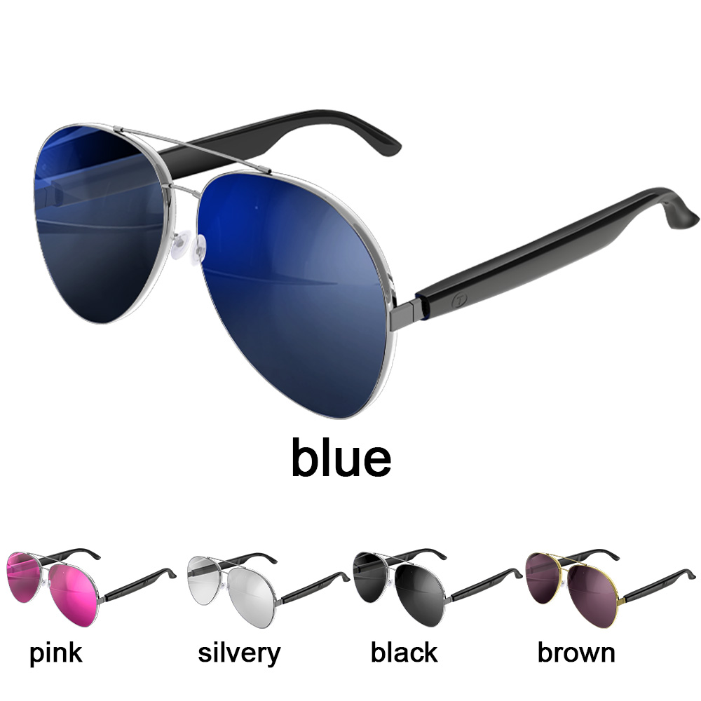 Pilot's version of smart glasses with color-changing Bluetooth connection for listening to music and answering calls