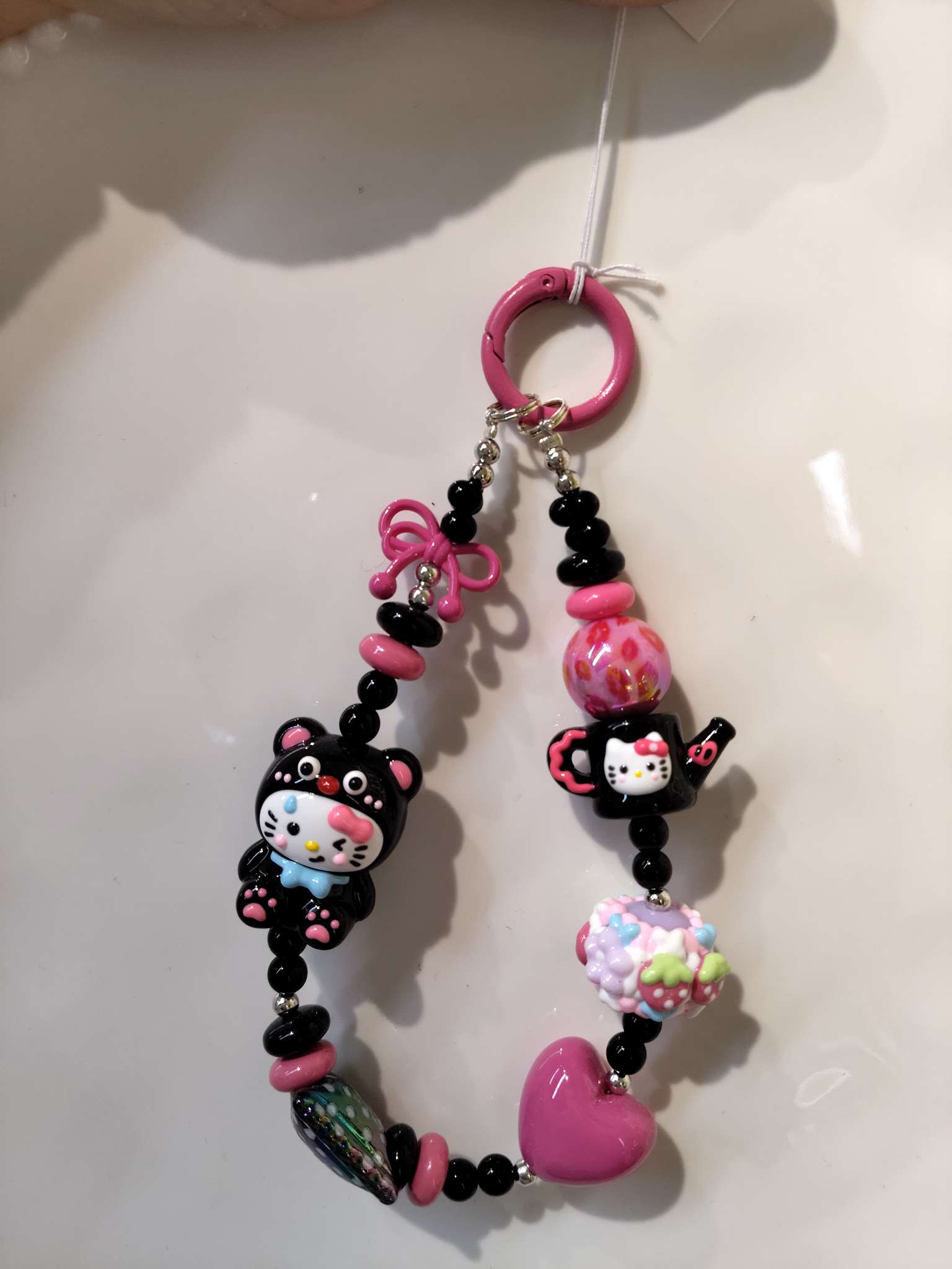 黏土娃娃手机链短毛绒串珠女款时尚手机挂链短款可爱手机饰品