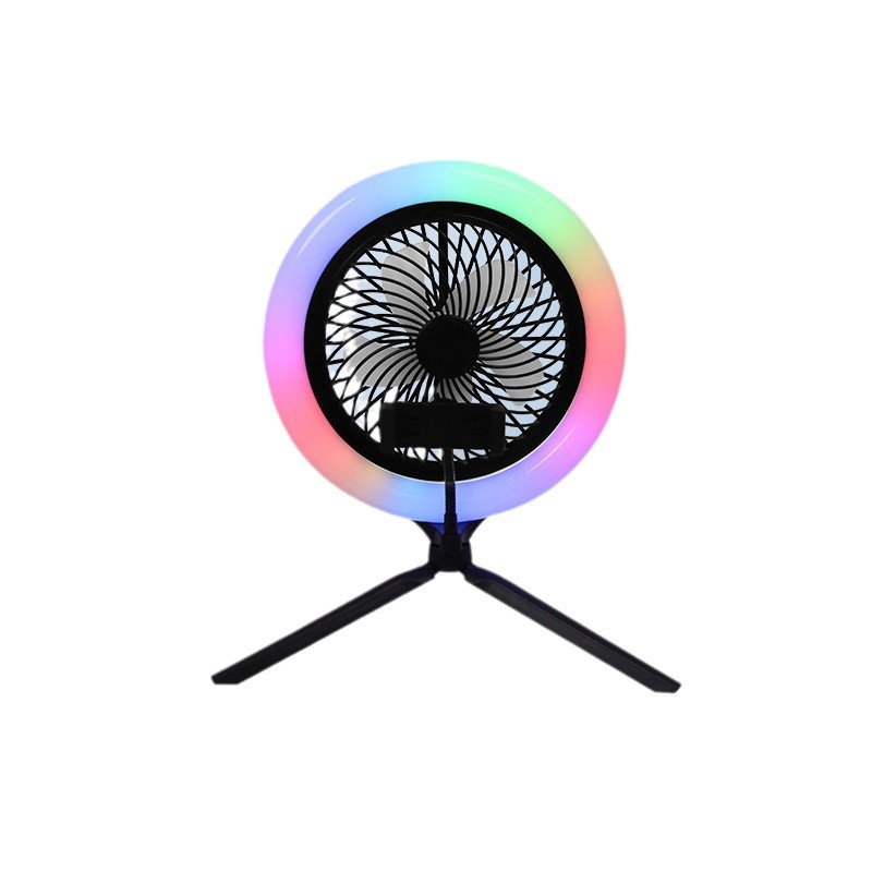 Live streaming fan fill light, colorful live streaming fan light, floor-standing fan light, soft light tripod fan light details Picture