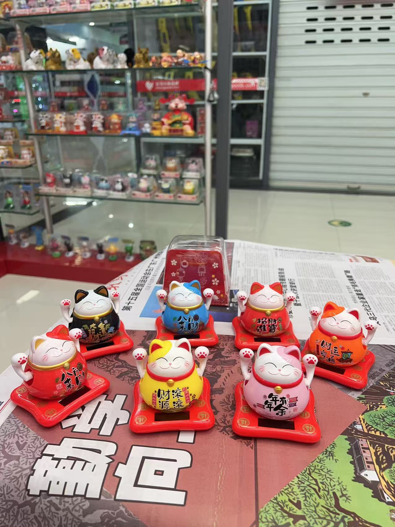 招财猫汽车内饰摆件红色创意招手店铺开业发财猫办公室客厅家居装细节图