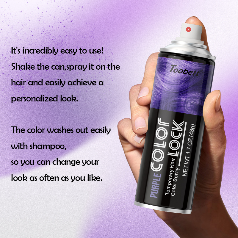 Spray de Color de pelo temporal Purple 48g OBM OEM ODM color de pelo temporal spray de color púrpura personalizado Specification image