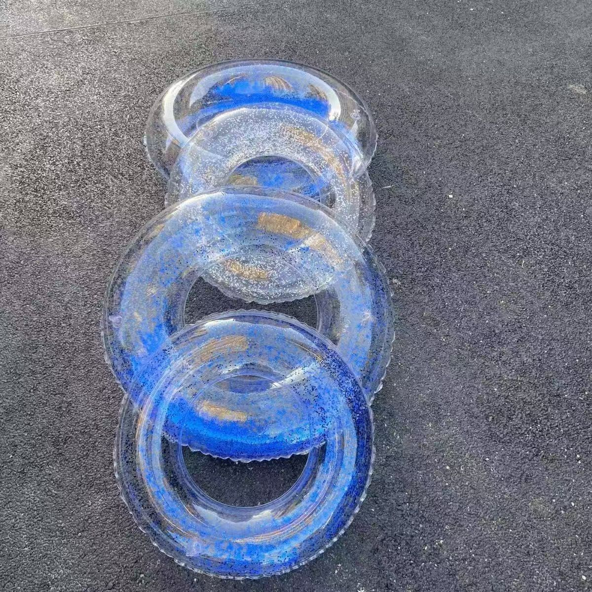 超透明亮泳圈创意新款充气银色蓝色亮片腋下圈男女网红拍照产品图