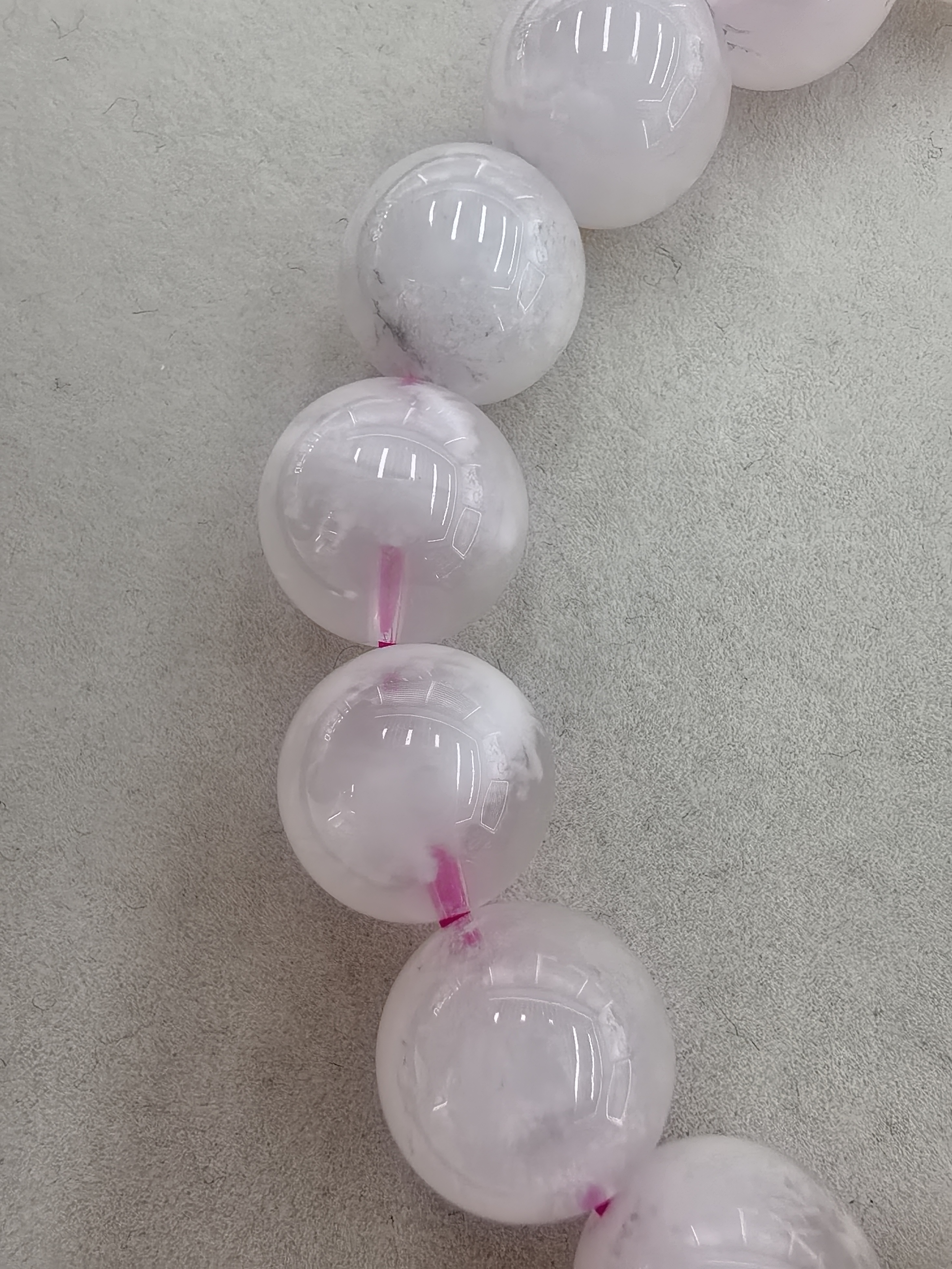 粉雪花幽灵饰品水晶手串细节图