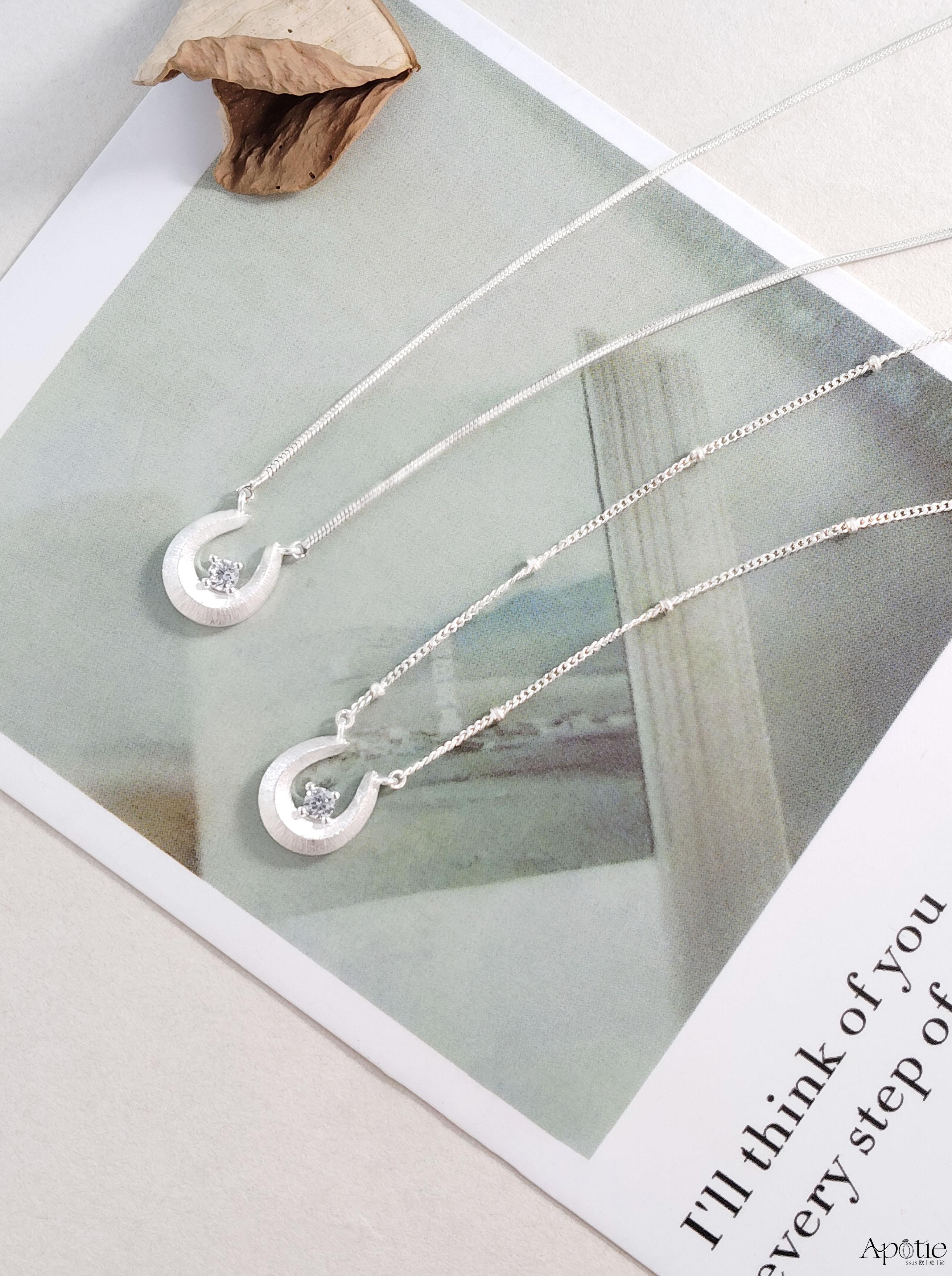 APOTIE欧珀谛流动镶钻S925锁骨银饰项链 厂家直销