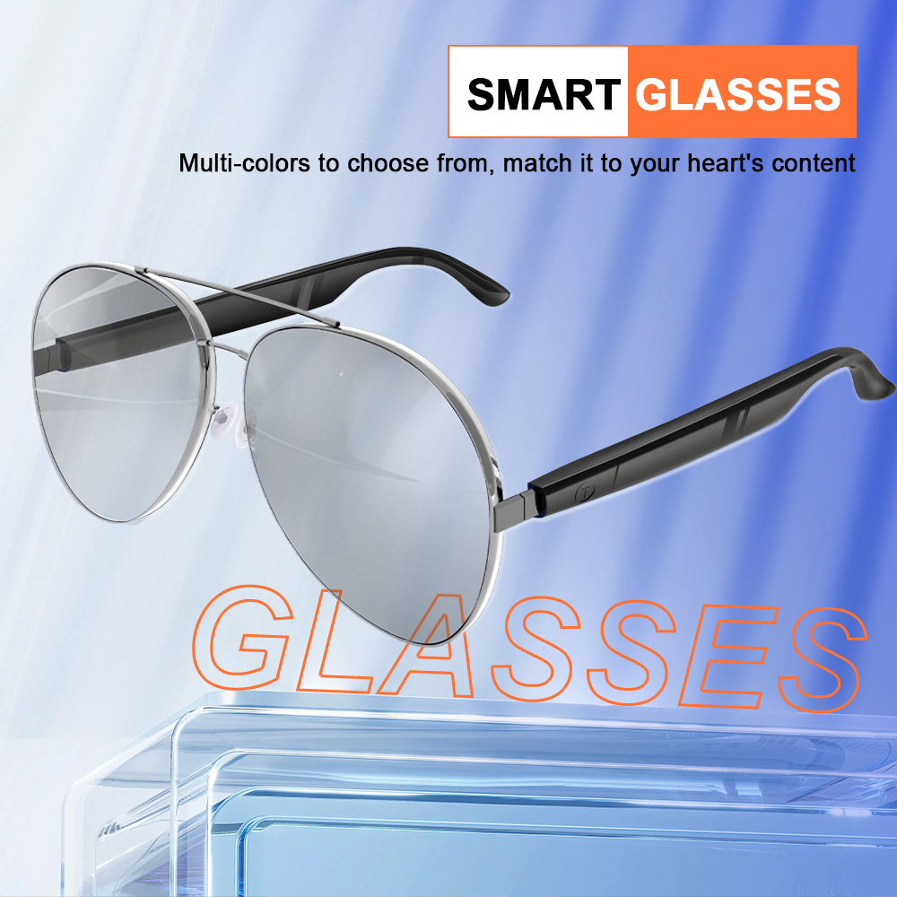 Pilot's version of smart glasses with color-changing Bluetooth connection for listening to music and answering calls details Picture
