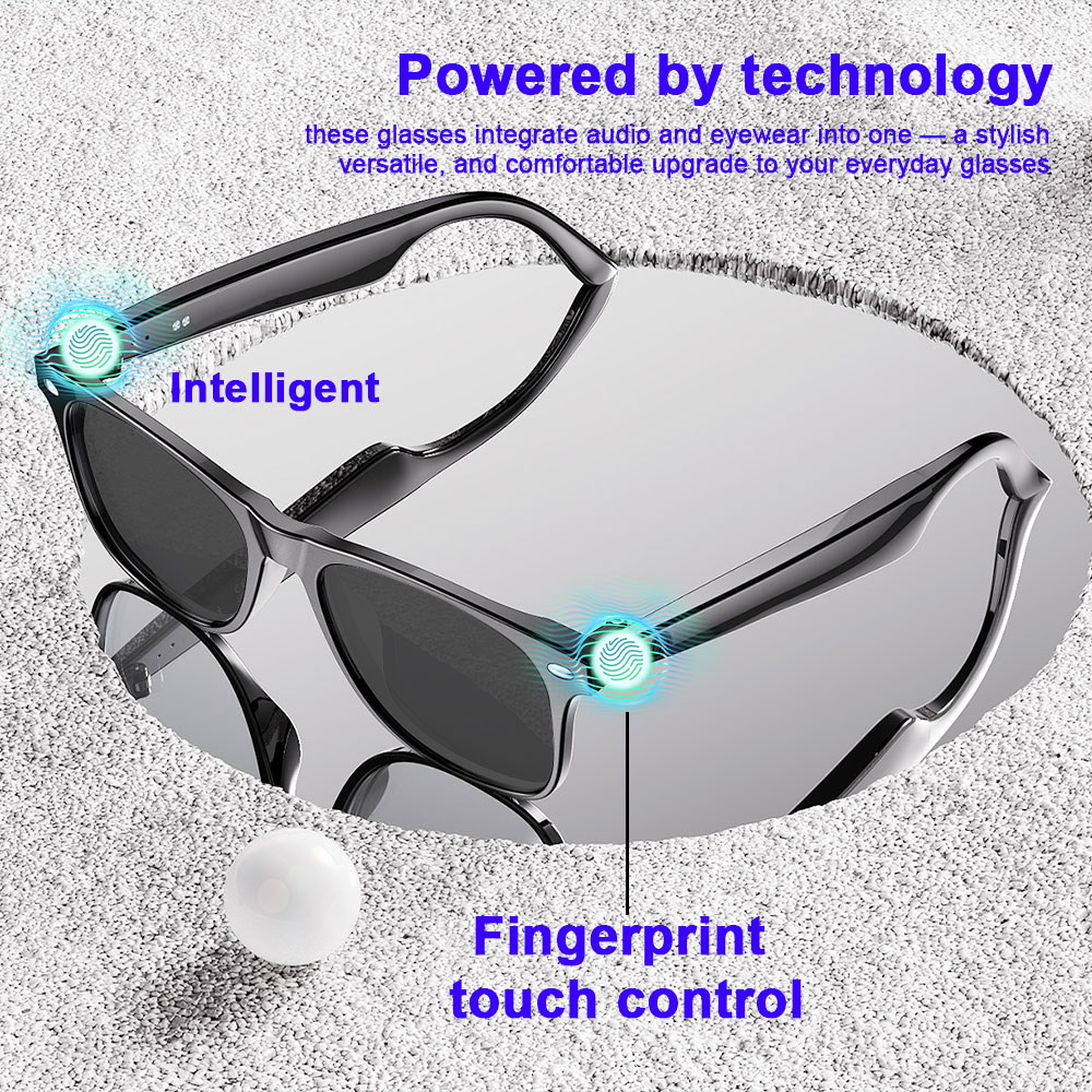 Smart glasses with fingerprint control for outdoor sports, listening to music and answering calls Application Scenario