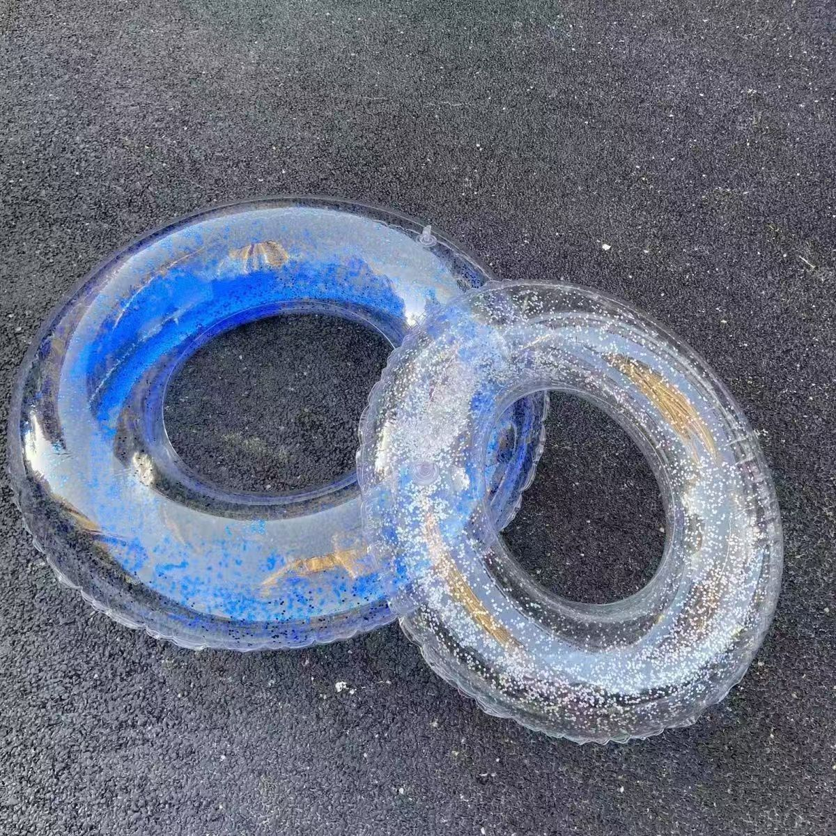 超透明亮泳圈创意新款充气银色蓝色亮片腋下圈男女网红拍照