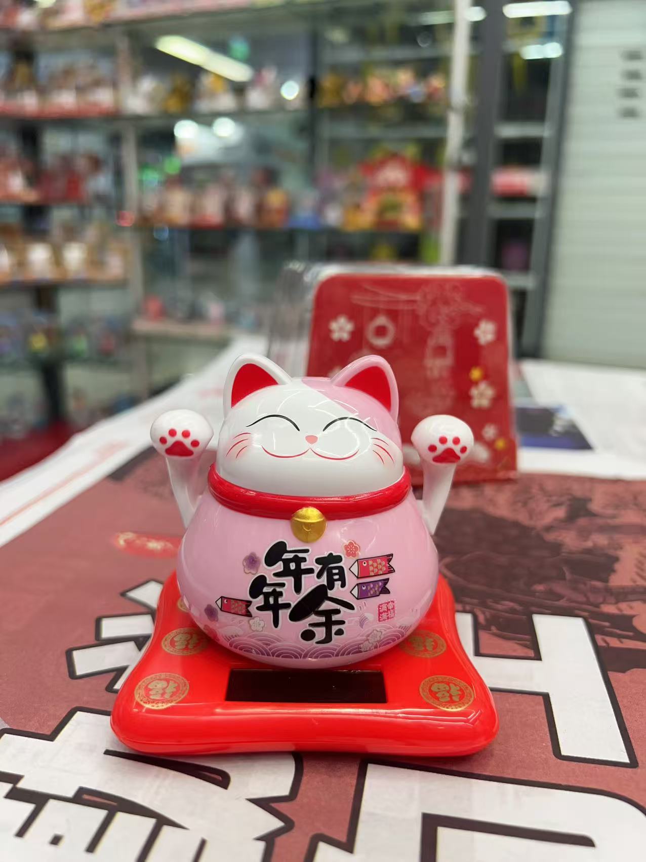 招财猫汽车内饰摆件红色创意招手店铺开业发财猫办公室客厅家居装详情10