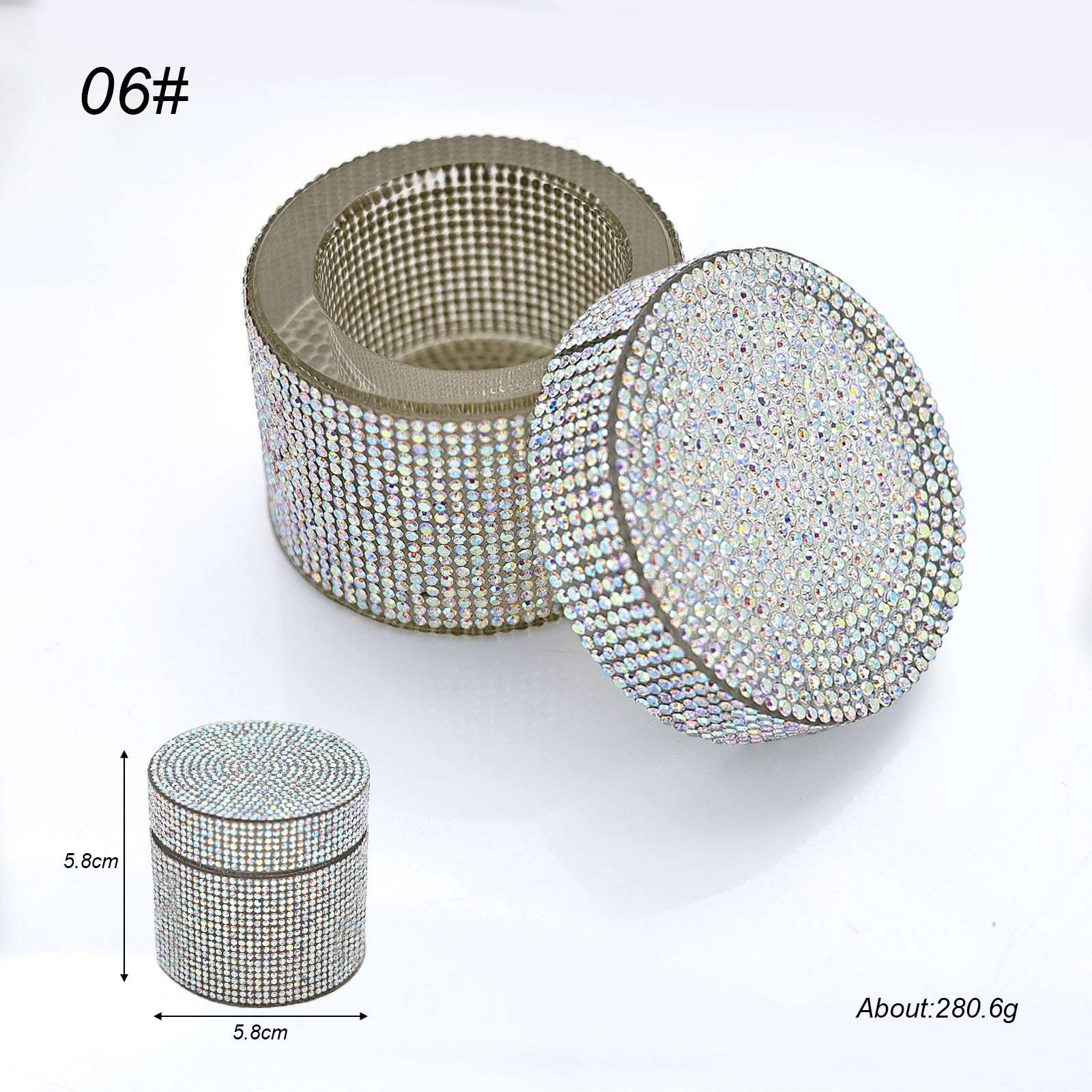 Nail art crystal cup, high-end pen cleaning cup, square transparent glass cleaning container full of diamonds, covered cup, jewelry cup details Picture