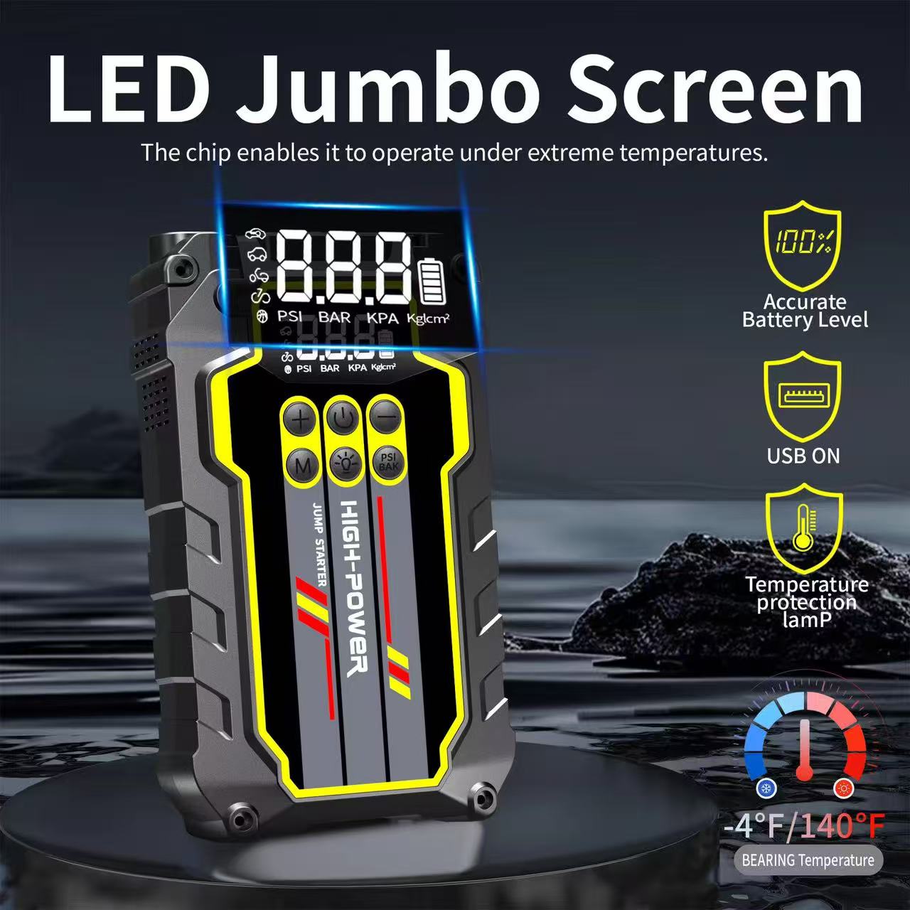 汽车应急启动电源12V车载便携式无线充气泵多功能手机充电照明详情4