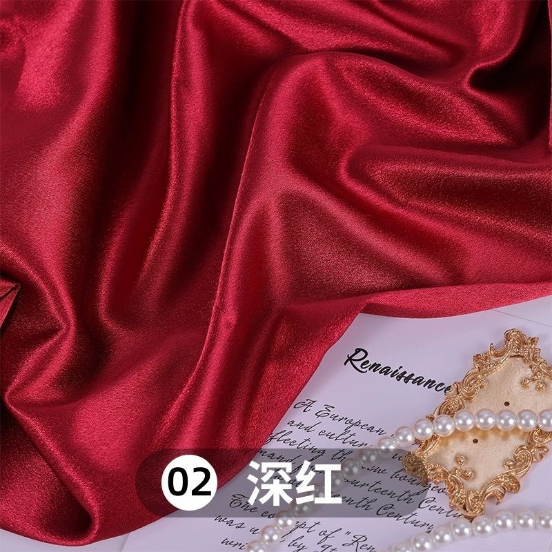 高档加厚水晶缎面料仿真丝醋酸绸缎礼服装连衣裙子拍照背景布料白底实物图
