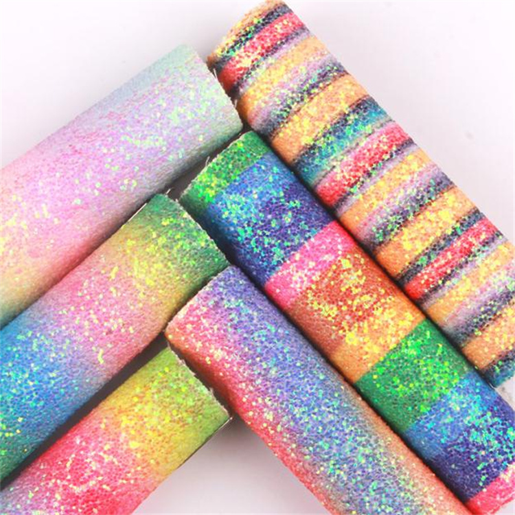 Wholesale rainbow gradient pu leather, golden lion artificial leather, suitable for luggage, shoe materials and decorative leather Specification image