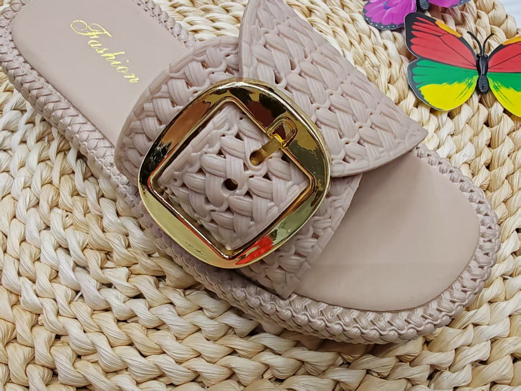 New solid-colored flat-bottomed outerwear flip-flops for children in summer 2025 Specification drawing