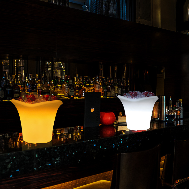 LED元宝冰桶亚克力酒吧KTV冰桶7L透明钻石冰粒桶冰块夹香槟桶啤酒桶