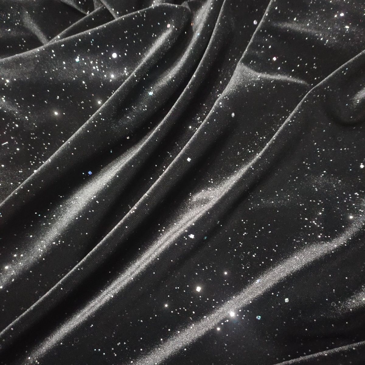 绒亮闪闪满天星高温烫撒片工艺垂感礼服旗袍时装面料白底实物图