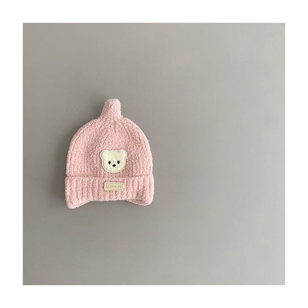 Warm and cute thickened ear-protecting newborn and children's hat, hooded hat style, autumn and winter baby hat, velvet hat, pink pic 8