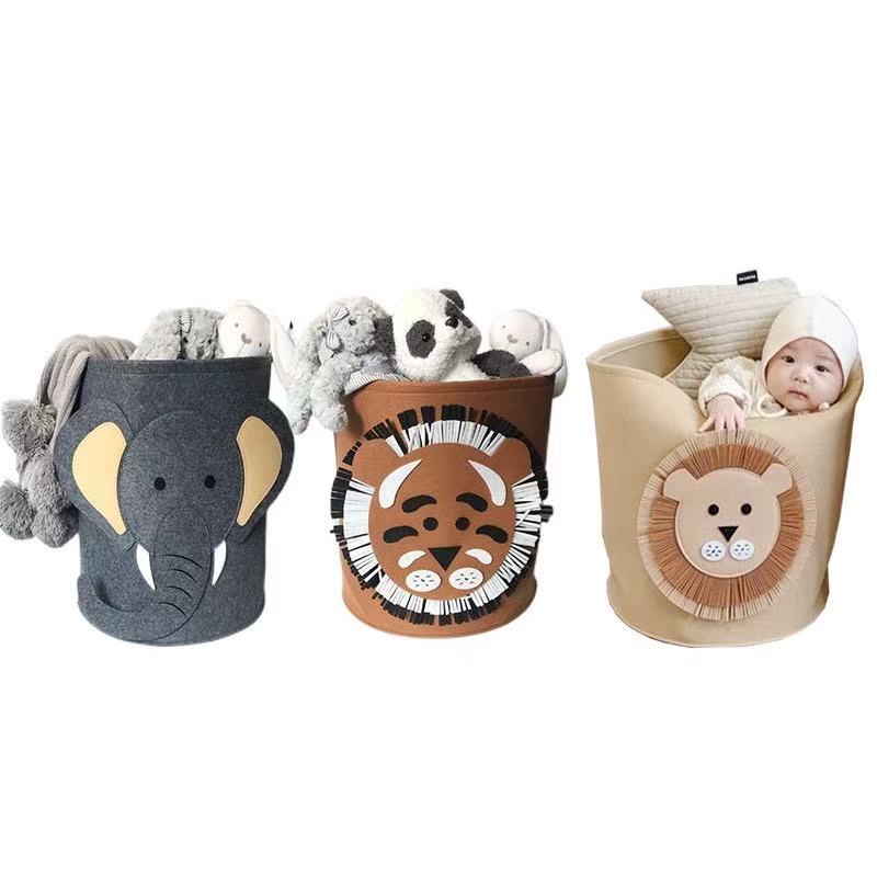 Wholesale infant and toddler animal felt storage buckets, household dirty clothes baskets, large-capacity foldable sundries baskets, cartoon Item Picture
